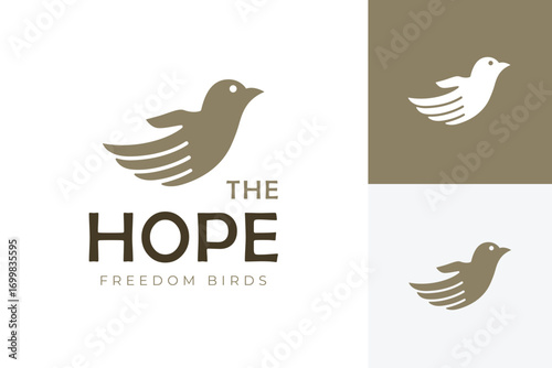 Silhouette Hand Bird Care Logo Design Combined Hand and Flying Birds Concept for Freedom, Hope, and Human Rights Graphic Symbolic
