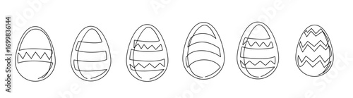 Easter Eggs Line Art Icon Set Vector Illustration