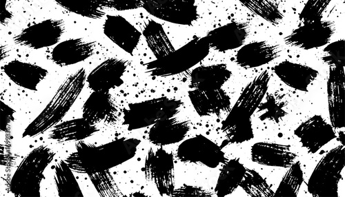 Abstract black paint vector background features expressive brush strokes, ink splatters, and dynamic elements for modern design or creative projects.