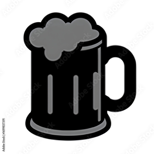 Stylized Beer Mug: A captivating monochrome depiction of a classic beer mug, overflowing with frothy goodness, perfect for conveying refreshment, joy, or celebration in a versatile way.