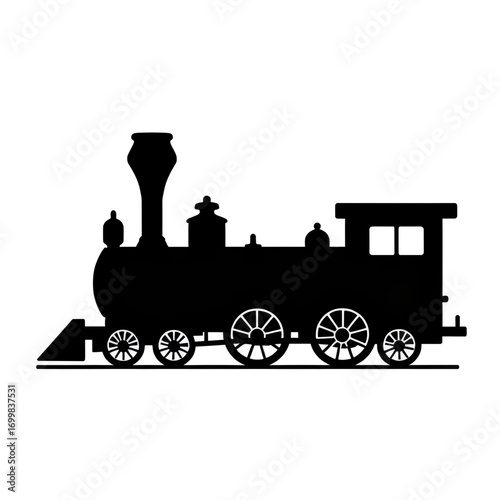 Silhouette of a Historic Locomotive: A clean, minimalist silhouette presents a classic steam engine, embodying an era of travel and industrial progress.