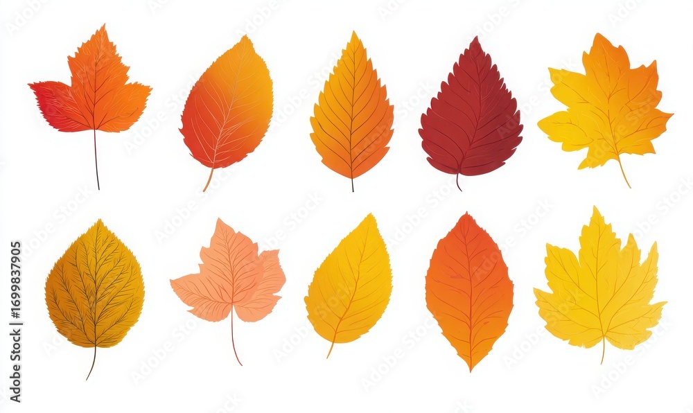 Fototapeta premium autumn leaves vector set isolated on white background