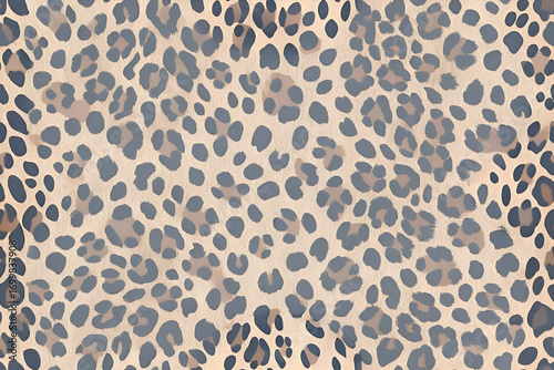 Abstract leopard print pattern in muted beige and gray tones. Seamless design with textured spots.