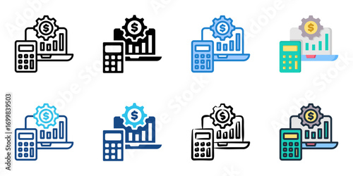Accounting icon set multiple style collection 
