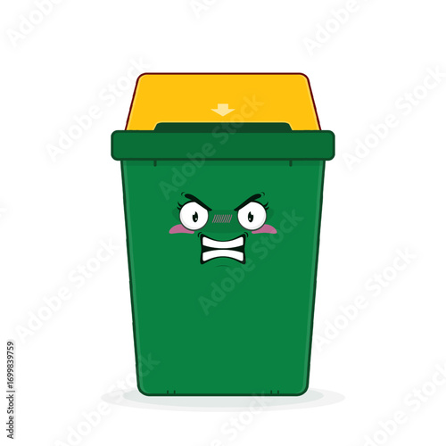 rubbish bin angry face cartoon cute