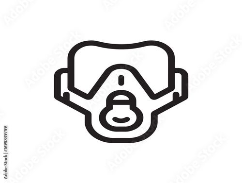 Detailed healthcare nebulizer mask vector outline drawing