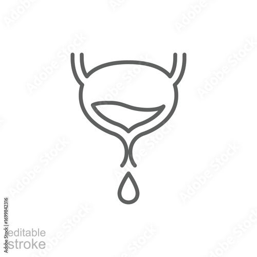 Bladder infection icon. Simple outline style. Incontinence, urinary, bladder, cancer, tract, disorder, problem, infection, health element concept. Thin line symbol. Isolated design editable stroke.