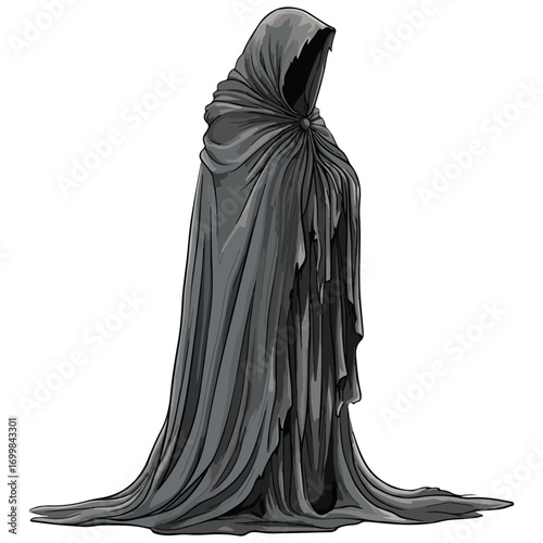death cape, dress up, halloween, festival, vector, transparent background, cape, icon, model, style, cloak, hood, costume, ghost, dark