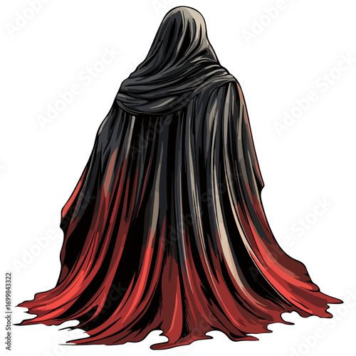 death cape, dress up, halloween, festival, vector, transparent background, cape, icon, model, style, cloak, hood, costume, ghost, dark