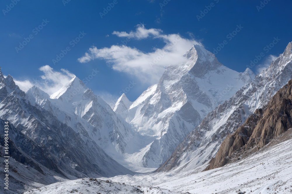 Fototapeta premium discover majestic beauty of world top mountains where eternal snow meets blue skies