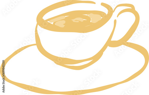 Aromatic morning coffee, a hot drink with a croissant or cookies, perfect for a cafe logo or a breakfast icon