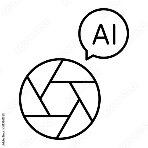 AI camera lense line icon with editable stroke