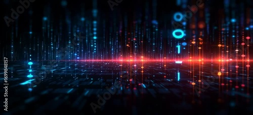 Wallpaper Mural Digital background perfect for tech processes, neural networks, artificial intelligence, data transfer and encryption, digital archives, sound and graphic presentations, science, education, etc. Torontodigital.ca