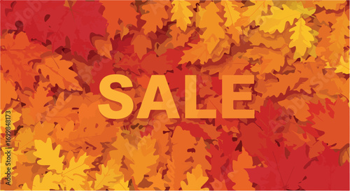 Autumn sale banner with colorful falling leaves, perfect for shop promotion, online store marketing, seasonal event and clearance sale template
