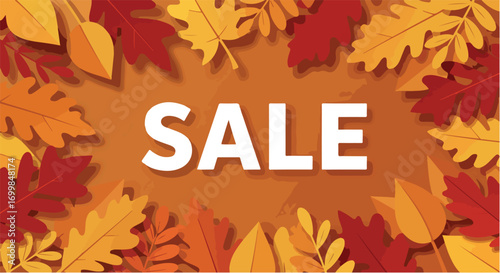 Autumn sale banner with warm colors, great for promotional flyer, online shopping event, fall discount poster and marketing campaign template