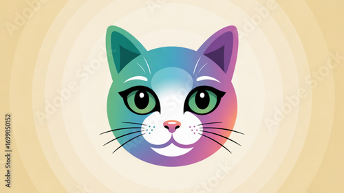 Cute colorful cat face vector illustration for pet lovers and graphic designers to use in their projects