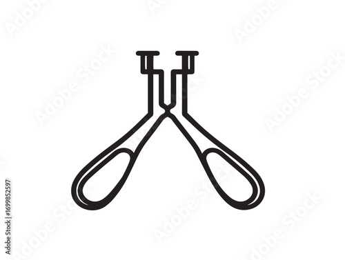 Clean vector line art surgical clamp medical instrument