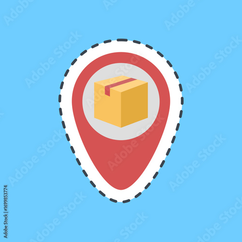 Cutting line sticker delivery map location. Export import elements.