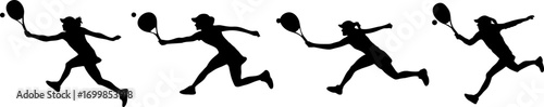 Set of tennis player silhouette vector 