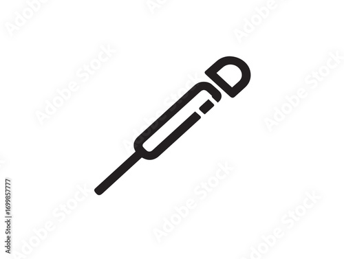 Elegant surgical suture needle in clean line drawing