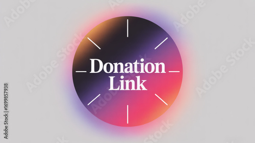 Donation link button for charity fundraising and nonprofit organizations with colorful gradient background