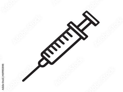Modern syringe injection tool outlined in vector style