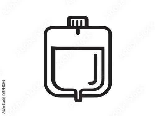Minimalist vector urine collection bag icon drawing