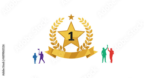 Celebrating top achievement recognizing excellence and winning success through collaboration and teamwork