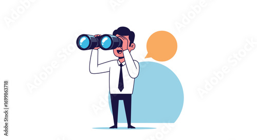 Businessman actively searching for new opportunities and business ventures with a hopeful outlook