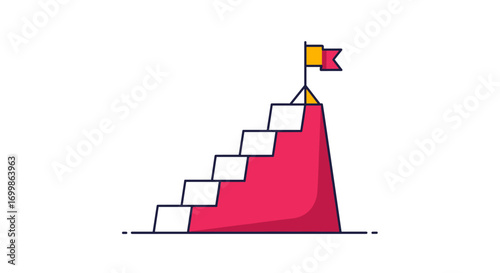 Visualizing the journey to success and achieving goals with steps ascending a mountain peak