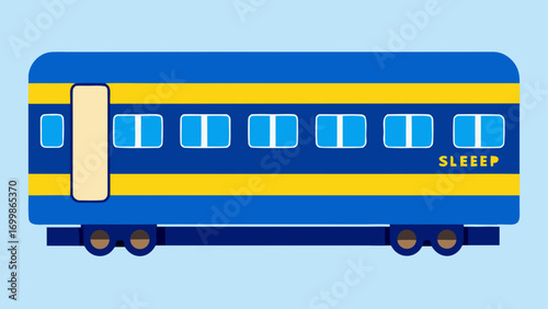 Illustration of a blue and yellow train car