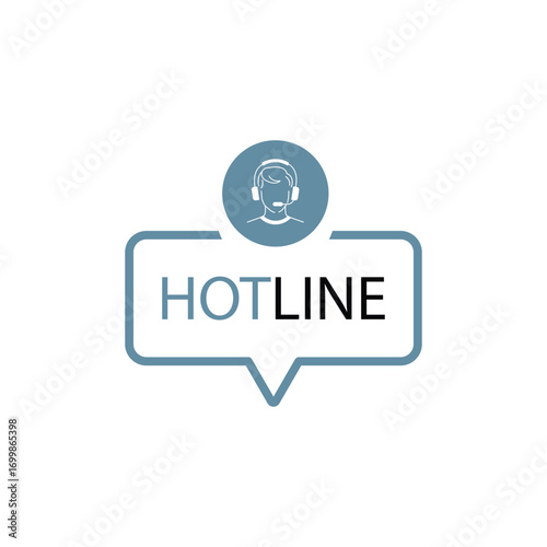 Hotline Vector illustration letters banner, llustration on white background Vector illustration on white background - Text in speech bubble with bulb