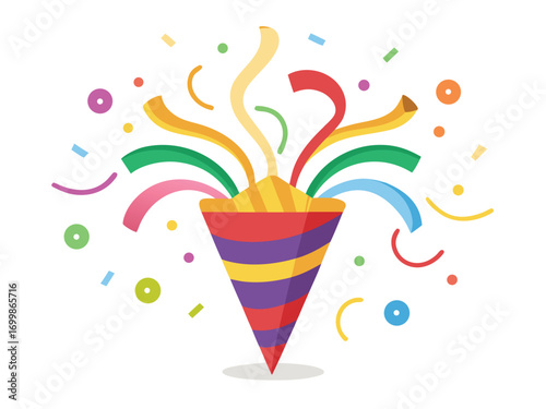 Golden Celebration Popper with Confetti and Streamers