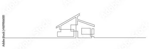 One Line Drawing of Modern House Architecture