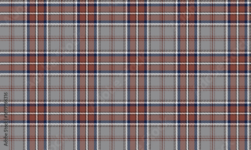 This seamless plaid pattern in gray, orange, blue, and white has a simple yet vibrant feel, perfect for creating stylish and unique outfits, skirts, or pants for any occasion.
