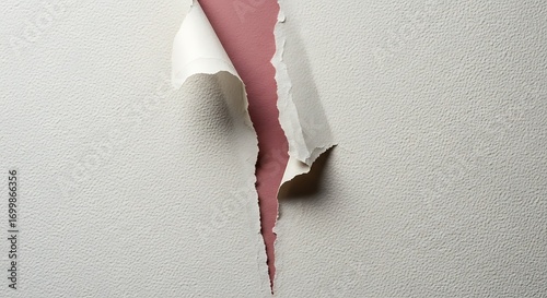 Torn Textured Paper Reveals Pink Backdrop