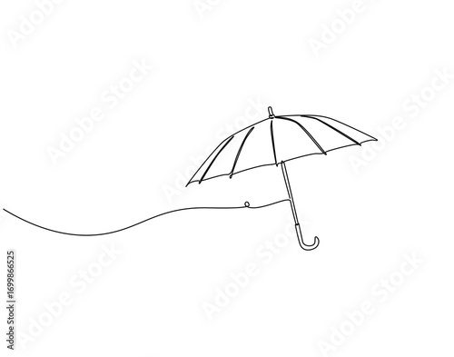 Umbrella continuous line art. Umbrella for sun or rain protection one line drawing. Protection, travel concept vector illustration