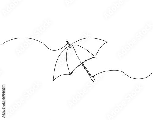 Umbrella continuous line art. Umbrella for sun or rain protection one line drawing. Protection, travel concept vector illustration