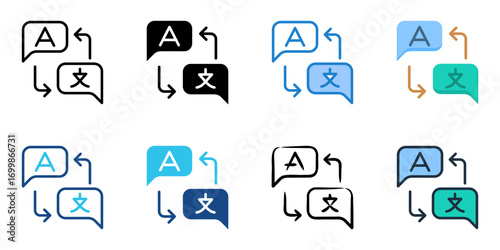 Translation icon set multiple style collection 
