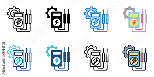 Electrical Engineering icon set multiple style collection 
