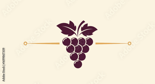 Elegant Grape Cluster Illustration for Wine or Food Branding.