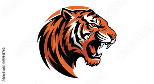 Roaring Tiger Head Profile View.