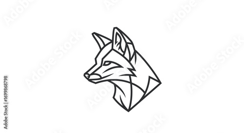 Geometric Fox Head Line Art Illustration.