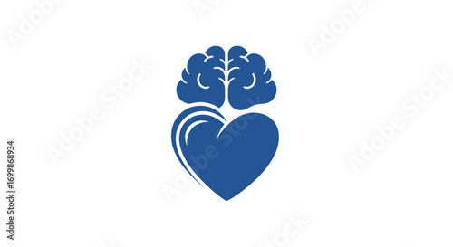 Blue Brain Heart Mind Health Logo Design.
