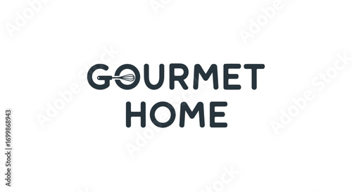 Gourmet Home text logo with integrated fork symbol for culinary branding.