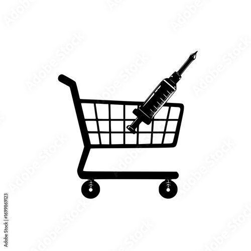 Shopping cart and screwdriver symbol vector graphic for ecommerce platform and DIY concept