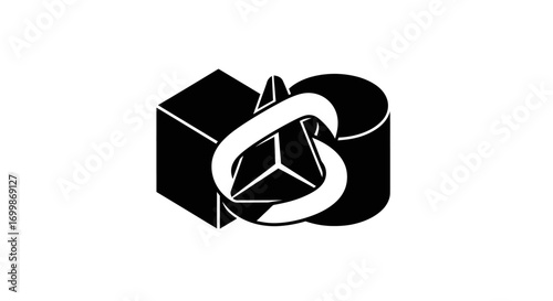 Geometric shapes cube cone torus cylinder abstract design concept illustration.