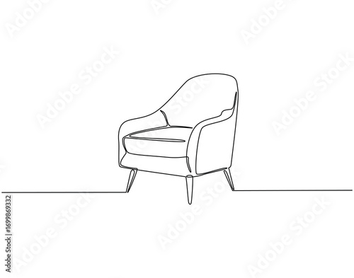 Sofa continuous line art. Modern armchair one line drawing. Stylish furniture concept vector illustration