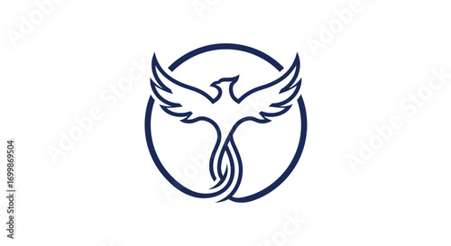 Phoenix bird logo design in a circular frame.