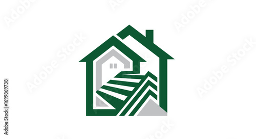 Modern House Logo with Stairs.